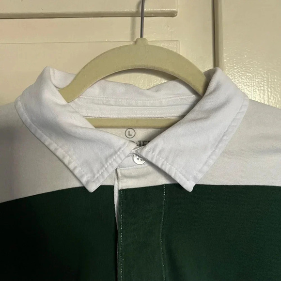 Green White Stripes Long Sleeve Rugby Shirt Size Large Blokecore - Picture 6 of 10